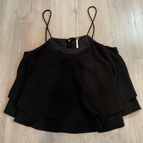 Free People Tropical Wave Black Tiered Tie Back Cami size M - Picture 4 of 9